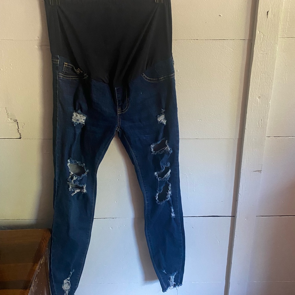 Shein size s Maternity, distressed blue jeans